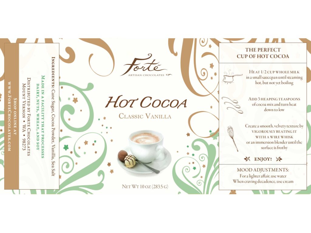 Label for classic vanilla hot cocoa
