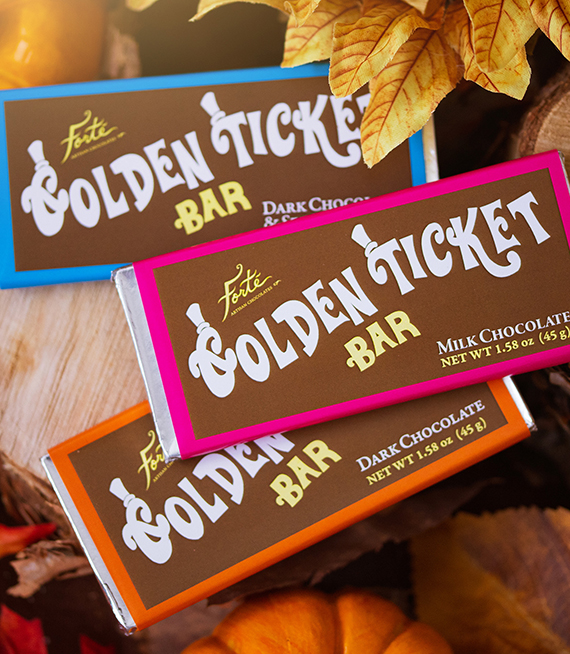 Golden Ticket bars. Find the golden ticket and win chocolate for a year