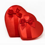 27 and 13 piece Heart shaped red satin boxes