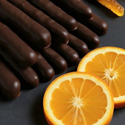 Fragrant strips of orange peel are slowly candied and covered in Dandelion Chocolate Maya Mountain dark chocolate from Belize. Best chocolate in the US Forte Chocolate